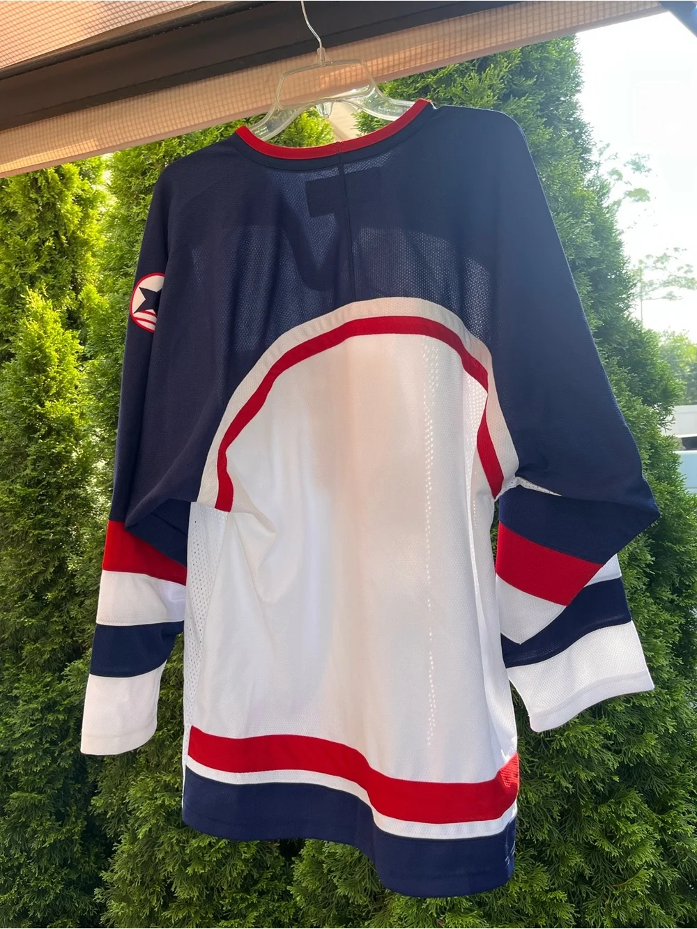 Vintage Nike Team USA Hockey Jersey White Red Blue Size Large